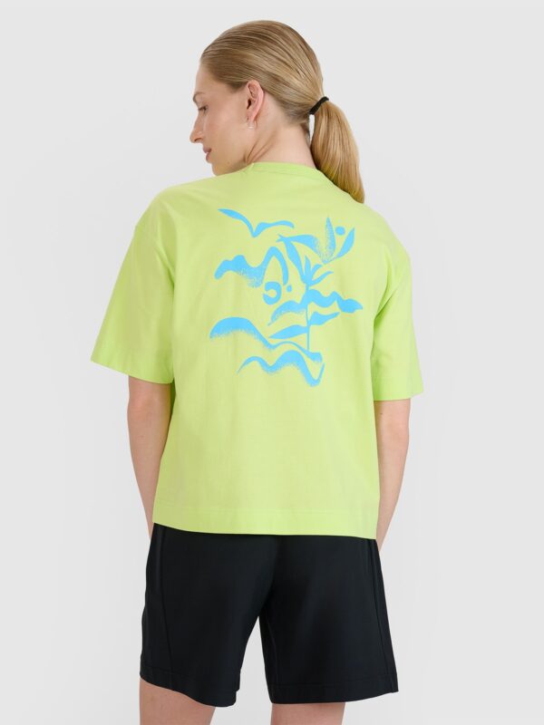 ca5ea9e453aebf984b76908cf859a76fc6f4c535 4F T-shirt regular z nadrukiem damski - zielony