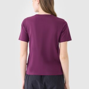 4F T-shirt regular gładki damski - fioletowy