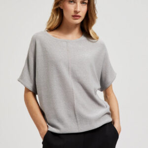 Sweter oversize z krótkimi rękawami szary