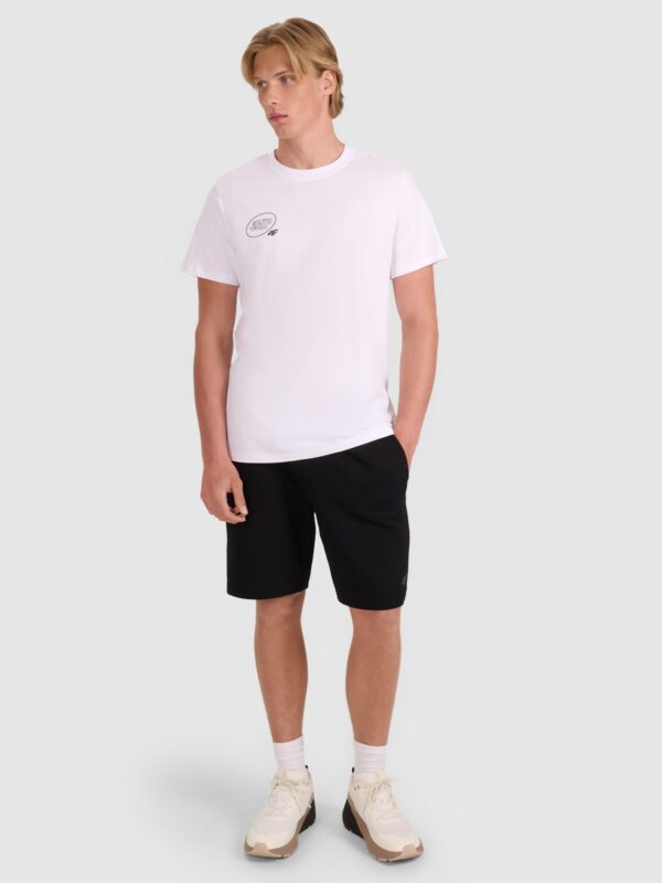 4F T-shirt regular z nadrukiem męski - biały