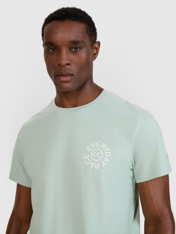 4F T-shirt regular z nadrukiem męski - turkusowy