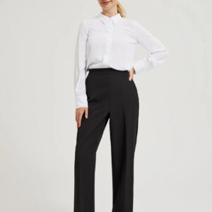 Garniturowe spodnie z nogawkami w kant czarne