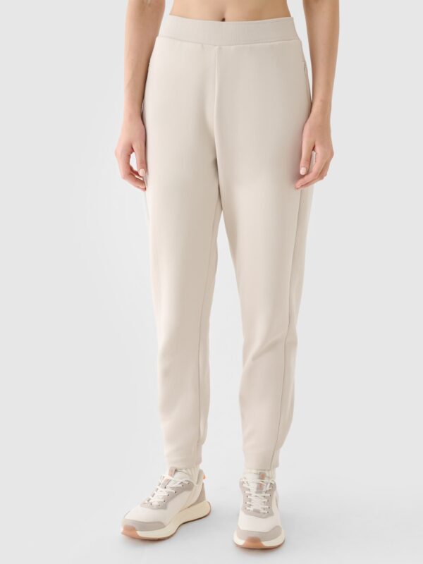 4F Spodnie dresowe joggery damskie - beżowe