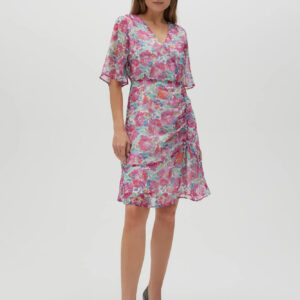 Sukienka w kwiaty fuksjowa