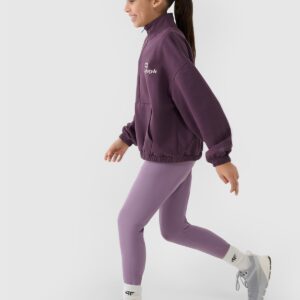 4F Bluza dresowa nierozpinana bez kaptura dziewczęca - fioletowa 122 (6-7 lat)