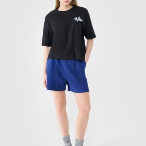 4F T-shirt oversize z nadrukiem damski - czarny