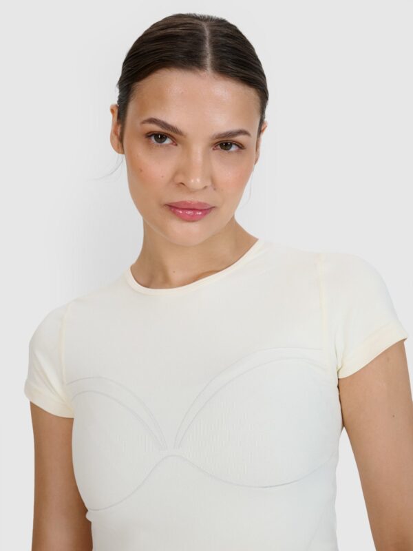 4F Koszulka do jogi i pilatesu szybkoschnąca damska - biała