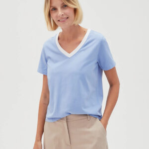 Bluzka z dekoltem w serek błękitna