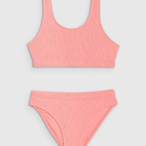 4F Kostium kąpielowy dwuczęściowy dziewczęcy - beżowy 134/140 (8-10 lat)