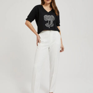 Eleganckie spodnie w kant białe