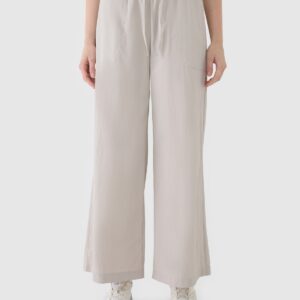 4F Spodnie casual z szerokimi nogawkami damskie - beżowe