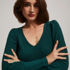 Bluzka z dekoltem w serek szmaragdowa