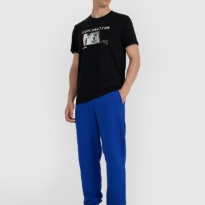 4F T-shirt regular z nadrukiem męski - czarny