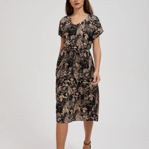 Taliowana sukienka w kwiaty czarna