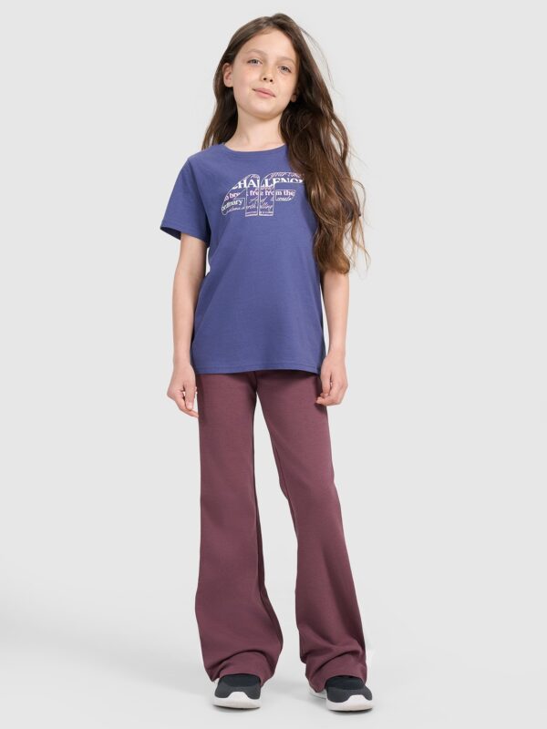 4F T-shirt regular z nadrukiem dziewczęcy - granatowy 140 (9-10 lat)