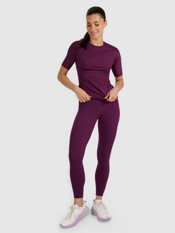 4F Koszulka treningowa slim szybkoschnąca damska - fioletowa