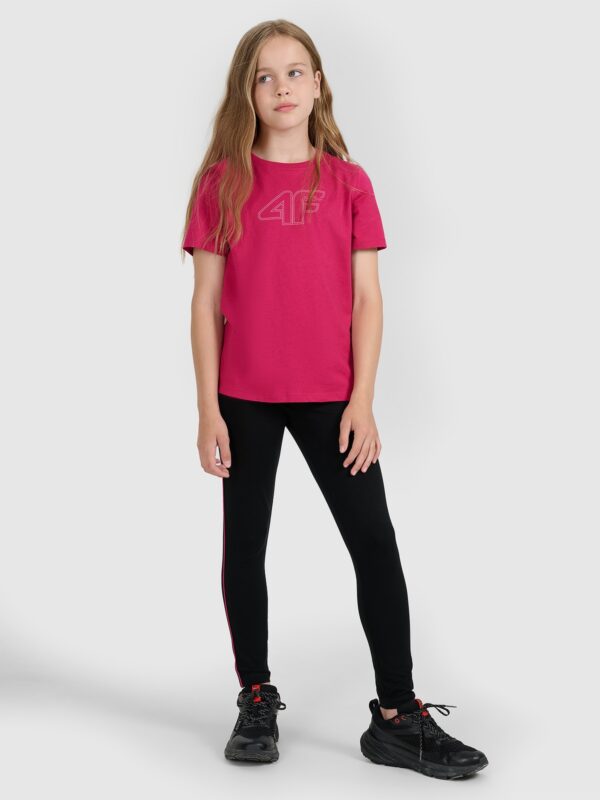 d015d9480d60094ee8a3ce1251af5347168d8dae 4F T-shirt regular z nadrukiem dziewczęcy - różowy 152 (11-12 lat)