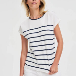 Bawełniana bluzka w paski granatowa