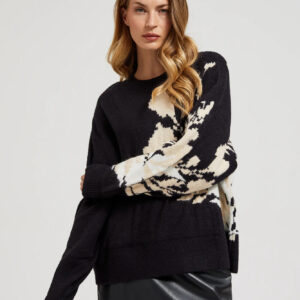 Wzorzysty sweter o luźnym fasonie czarny