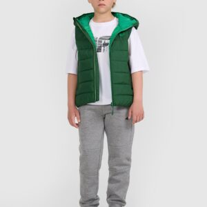 4F Bezrękawnik puchowy z wypełnieniem syntetycznym chłopięcy - zielony 134 (8-9 lat)