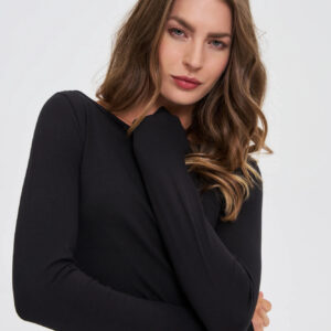 Dopasowana bluzka z długimi rękawami czarna