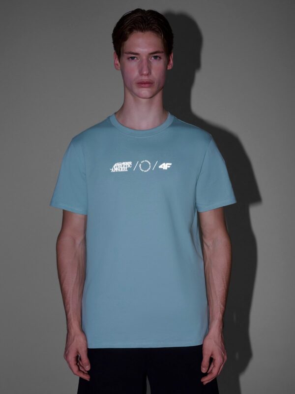 4F T-shirt regular z nadrukiem męski - turkusowy