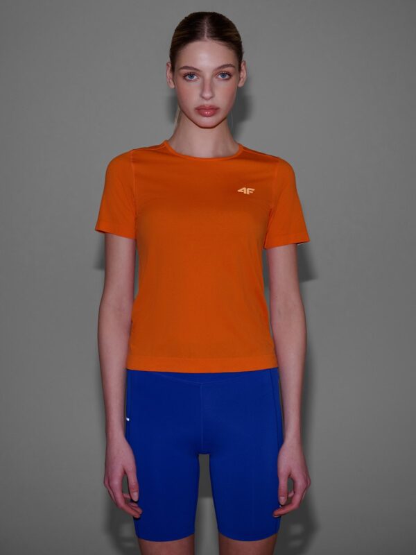 4F Koszulka do biegania w terenie regular damska - pomarańczowa