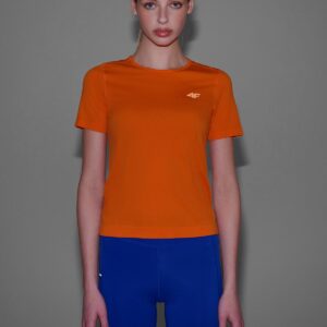 4F Koszulka do biegania w terenie regular damska - pomarańczowa