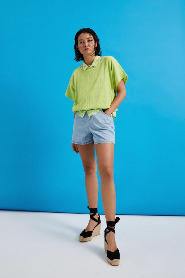 Jeansowe szorty z wysokim stanem niebieskie