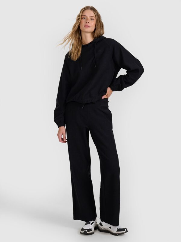 4F Bluza dresowa nierozpinana z kapturem damska - czarna