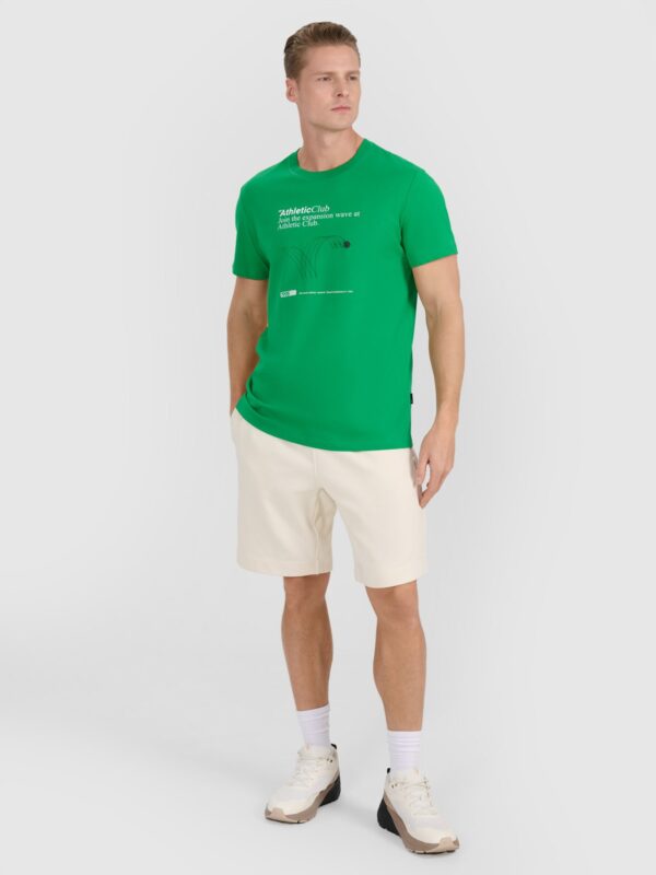 4F T-shirt regular z nadrukiem męski - zielony