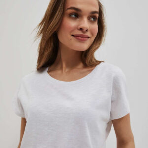 T-shirt z wiązaniem w pasie biały