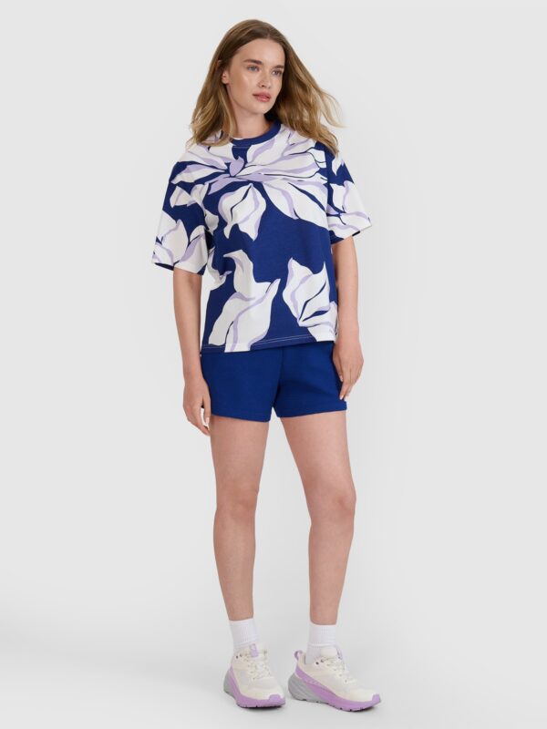 4F T-shirt oversize z nadrukiem damski - żółta