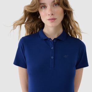 4F Koszulka polo slim damska - granatowa