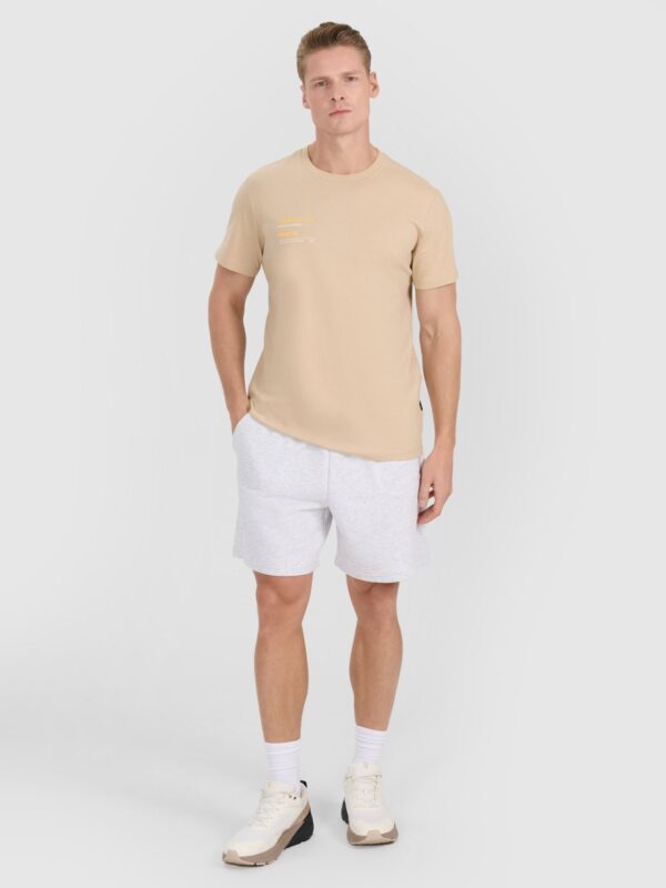 4F T-shirt regular z nadrukiem męski - brązowy