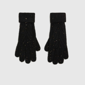 Ciepłe rękawiczki ozdobione cekinami czarne