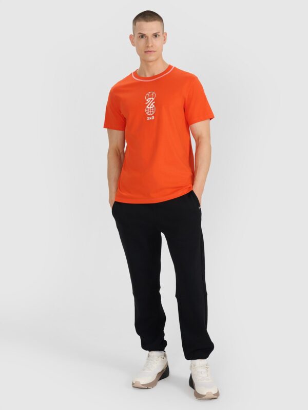 4F T-shirt regular z nadrukiem męski - pomarańczowy