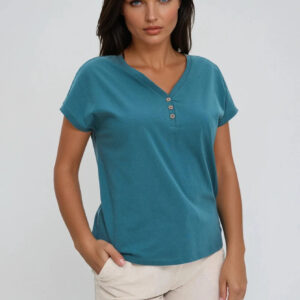 Bawełniana bluzka z guzikami zielona