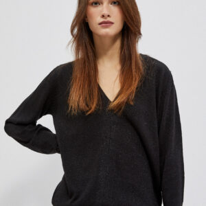 d3d7e60e6b54df4e283ef9d49384f00ba501847b Sweter z dekoltem w serek czarny