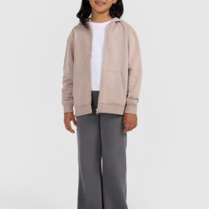 4F Bluza dresowa rozpinana z kapturem dziewczęca - beżowa 128 (7-8 lat)