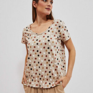 T-shirt w kolorowe kropki piaskowy