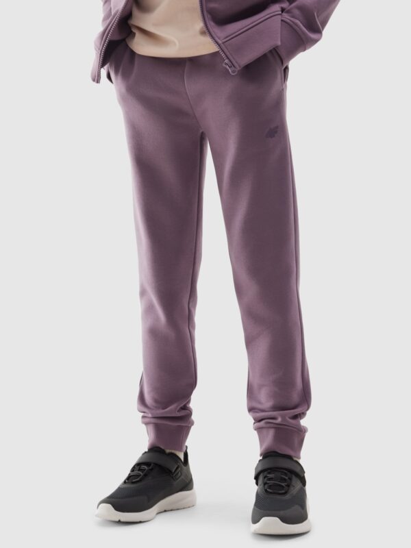 4F Spodnie dresowe joggery dziewczęce - fioletowe 122 (6-7 lat)