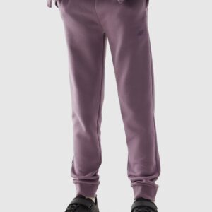 4F Spodnie dresowe joggery dziewczęce - fioletowe 122 (6-7 lat)