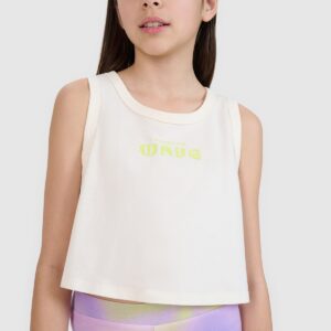 4F Crop top oversize z nadrukiem dziewczęcy - biały 158 (12-13 lat)