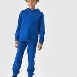 4F Bluza dresowa nierozpinana z kapturem chłopięca - niebieska 152 (11-12 lat)