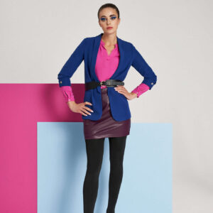 Marynarka z marszczonymi rękawami 3/4 lazurowa