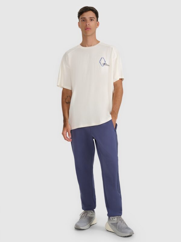 4F T-shirt oversize z nadrukiem męski - beżowy