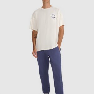 4F T-shirt oversize z nadrukiem męski - beżowy