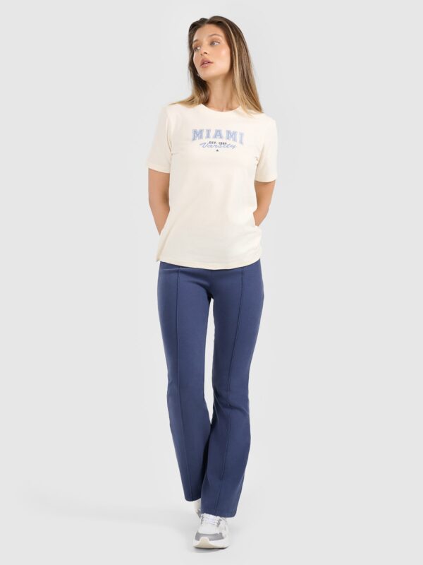 d5d4f44fcceed3ead2cc5b134505ba2b2a4ed094 4F T-shirt regular z nadrukiem damski - beżowy