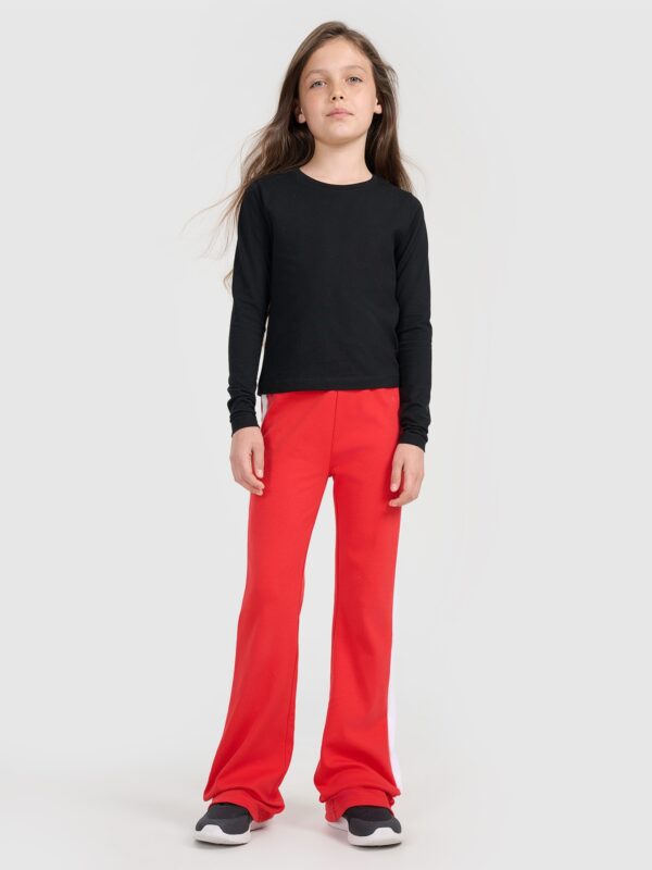 4F Longsleeve slim gładki dziewczęcy - czarny 128 (7-8 lat)